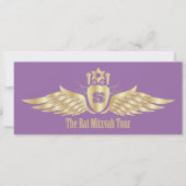 紫色のコンサートのチケットのバルミツワーの招待状 招待状 (裏面)