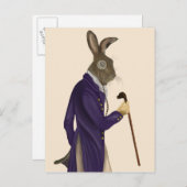紫色のコートのウサギ2 ポストカード (正面/裏面)