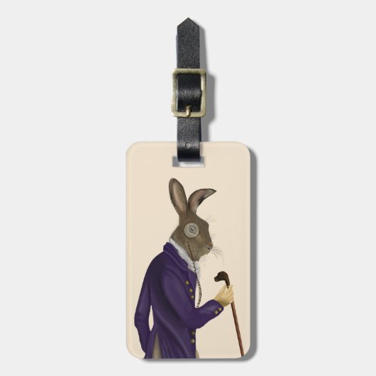 紫色のコートのウサギ2 ラゲッジタグ (正面縦)