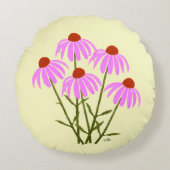紫色のコーンフラワーラウンドピロー ラウンドクッション (正面)