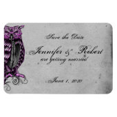 紫色のゴシックのフクロウのプシュウェディング日付を保存 マグネット (横)