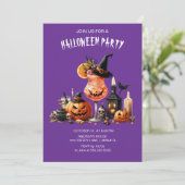 紫色のゴシックカクテルハロウィーン 招待状 (スタンド正面)