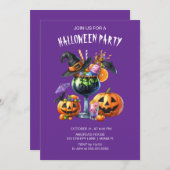紫色のゴシックカクテルハロウィーン 招待状 (正面/裏面)
