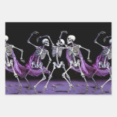 紫色のゴシック体の骨格とスカル ラッピングペーパーシート (正面3)