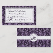 紫色のゴシック様式グランジで豊富でエレガントなダマスク織 名刺 (正面/裏面)