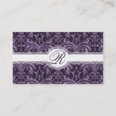 紫色のゴシック様式グランジで豊富でエレガントなダマスク織 名刺 (裏面)