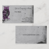 紫色のゴシック様式フクロウのイラストレーション 名刺 (正面/裏面)