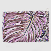 紫色のゴルフタオルの熱帯モンステラの葉 ゴルフタオル (横)