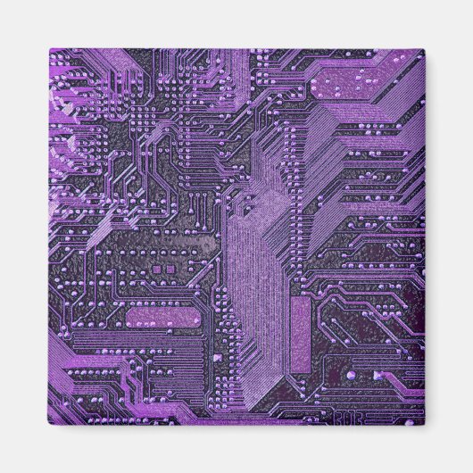 紫色のサイバー回路ボード技術エレクトロニクス マグネット (正面)
