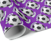 紫色のサッカーのお母さん ラッピングペーパー (ロールコーナー)