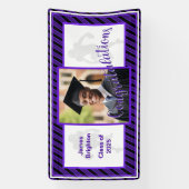 紫色のサッカーをテーマにした写真の卒業 横断幕 (縦)