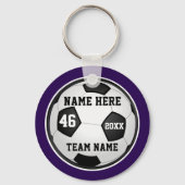 紫色のサッカーチームのギフトまたはあなたの色と文字 キーホルダー (正面)