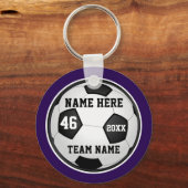紫色のサッカーチームのギフトまたはあなたの色と文字 キーホルダー (正面)