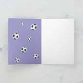 紫色のサッカーフットボールコーチボール写真 サンキューカード (内部)
