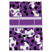 紫色のサッカーボールのコラージュ ミディアムペーパーバッグ (裏面)