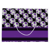 紫色のサッカーボールを個人化して下さい ラージペーパーバッグ (裏面)