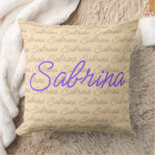 紫色のサブリナ署名名パターン クッション (ブランケット)