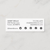 紫色のサボテン花砂漠ガーデンフォトトラベル スキニー名刺 (裏面)