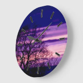 紫色のサンセットツリーシルエットウォールクロック ラージ壁時計 (傾斜)