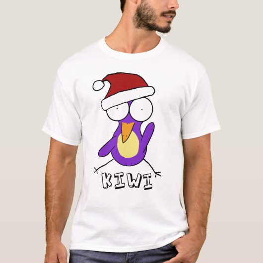 紫色のサンタのキーウィのTシャツ Tシャツ (正面)