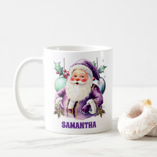 紫色のサンタクロースのクリスマスキッド熱いチョコレートマグ コーヒーマグカップ