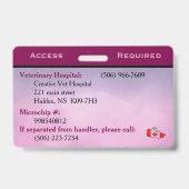 紫色のサービスドッグIDカード バッジ (裏面)