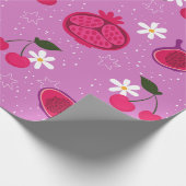 紫色のザクロ果実さくらんぼフローラデイジー ラッピングペーパー (角)