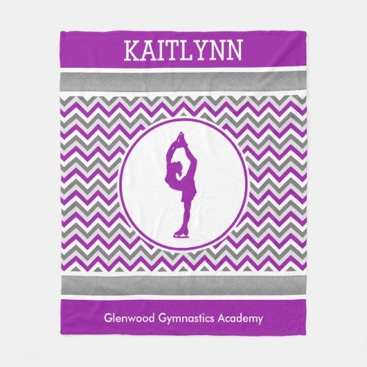 紫色のシェブロンのフィギュアスケート選手パーソナライズな毛布 フリースブランケット (正面)