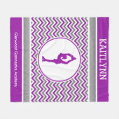 紫色のシェブロンのフィギュアスケート選手パーソナライズな毛布 フリースブランケット (正面(横))