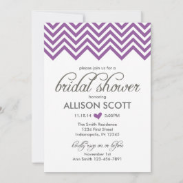 紫色のシェブロンのブライダルシャワーの招待状 招待状