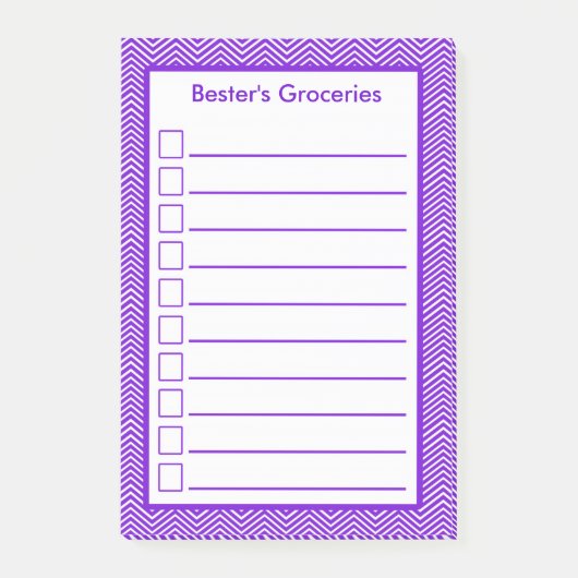 紫色のシェブロンはリストを点検します ポストイット (正面)