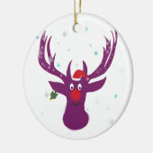 紫色のシカのクリスマスの新年の円のオーナメント セラミックオーナメント (左)