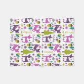 紫色のシカのパーソナライズな女の子 フリースブランケット (正面(横))