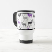 紫色のシカの雄鹿のクリスマスパターン トラベルマグ (正面左)