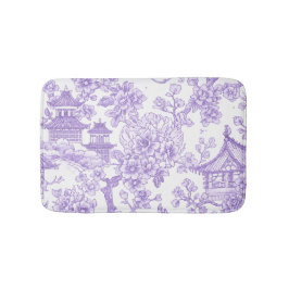 紫色のシノワズリ・トワル ドラゴン 桜 バスマット