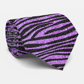 紫色のシマウマのストライブ柄パターン(きらきら光るなフェイクなグリッター) ネクタイ (ロール)