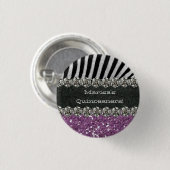 紫色のシマウマのストライプなお祝い 缶バッジ (正面&裏面)