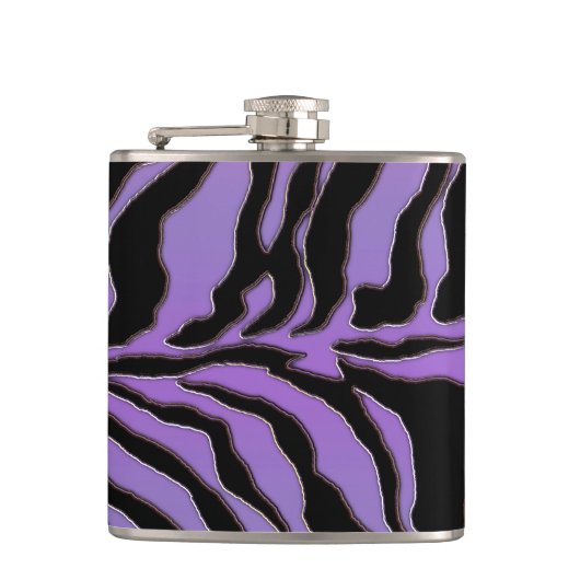 紫色のシマウマのストライプのなアニマルプリントのフラスコ フラスク (正面)