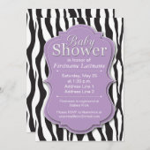 紫色のシマウマのプリントのベビーシャワー招待状 招待状 (正面/裏面)