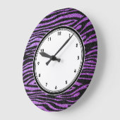 紫色のシマウマは縞で飾ります(きらきら光るなフェイクなグリッター) ラージ壁時計 (傾斜)