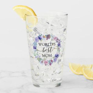 紫色のシャクヤクの花のリースの世界で最も最高のなお母さんのギフト タンブラーグラス