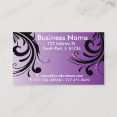 紫色のシルエットの女性の美容師 名刺 (裏面)