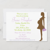 紫色のシルエットベビーシャワー招待状 招待状 (正面)