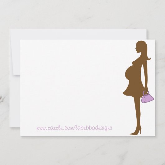 紫色のシルエットベビーシャワー招待状 招待状 (裏面)