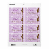 紫色のシルエット赤ちゃんシャワー水ボトルラベル ラベル (フルシート)