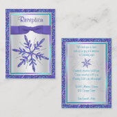 紫色のシルバーグリッタースノーフレーク・エンクロージャカード エンクロージャーカード (正面/裏面)