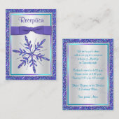 紫色のシルバーグリッタースノーフレーク・エンクロージャカード エンクロージャーカード (正面/裏面)