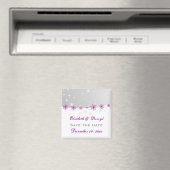 紫色のシルバーグレーのスノーフレーク結婚式の日付を保存 マグネット (インサイチュ (食洗機))