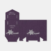 紫色のシルバースノーフレーク冬の結婚式のお願いボックス フェイバーボックス (折り畳みなし)