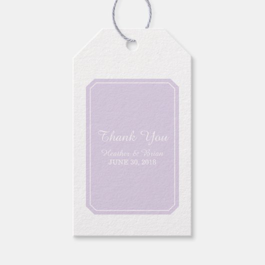 紫色のシンプルでエレガントな結婚式 ギフトタグ (正面)